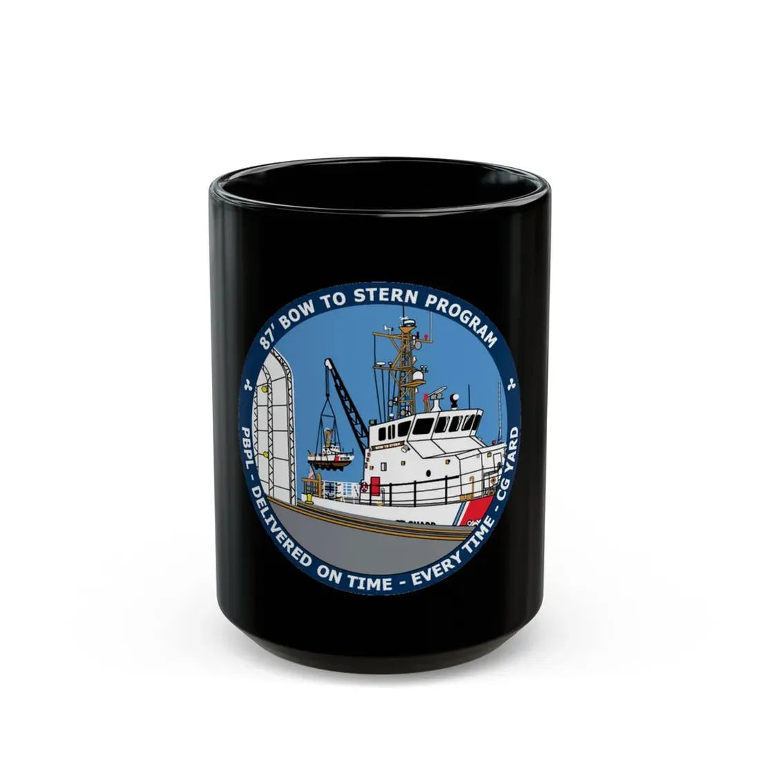 USCG Patrol Boat PBPL Bow to Stern Program (U.S. Coast Guard) Black Coffee Mug 15oz - Go Mug Yourself