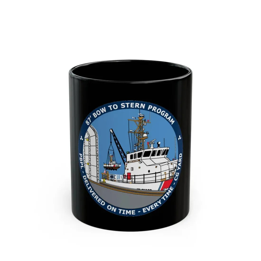 USCG Patrol Boat PBPL Bow to Stern Program (U.S. Coast Guard) Black Coffee Mug - Go Mug Yourself