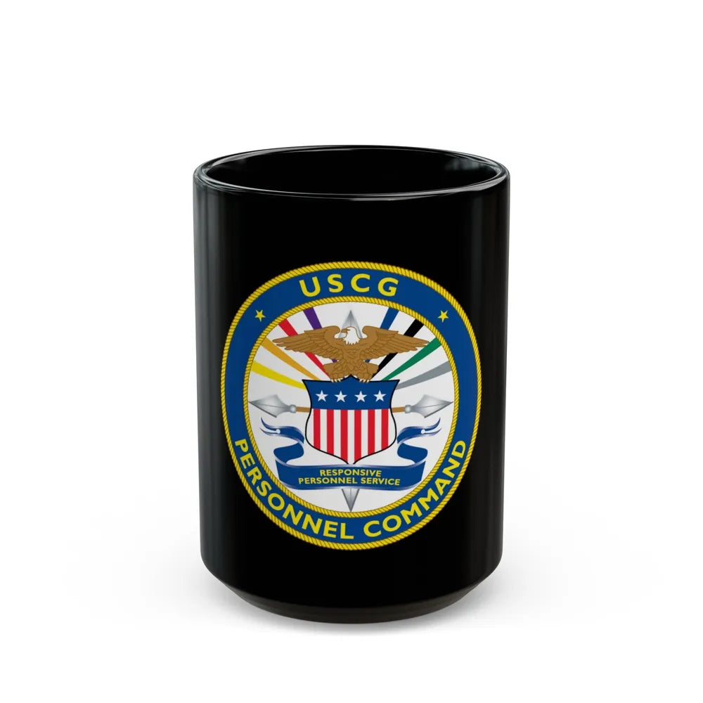 USCG Personnel Command (U.S. Coast Guard) Black Coffee Mug-15oz-Go Mug Yourself