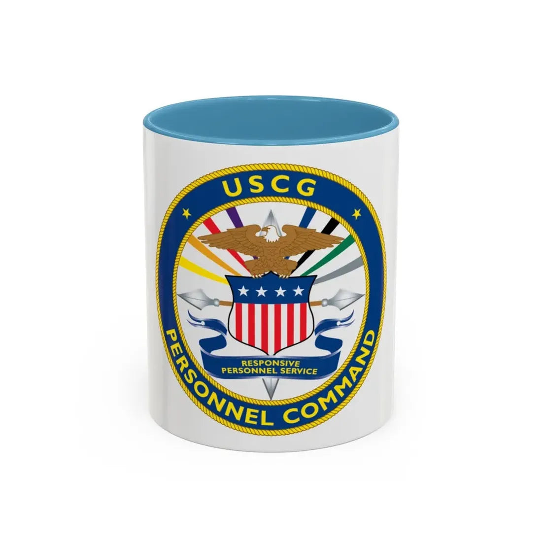 USCG Personnel Command (U.S. Coast Guard) Accent Coffee Mug 11oz Light Blue - Go Mug Yourself