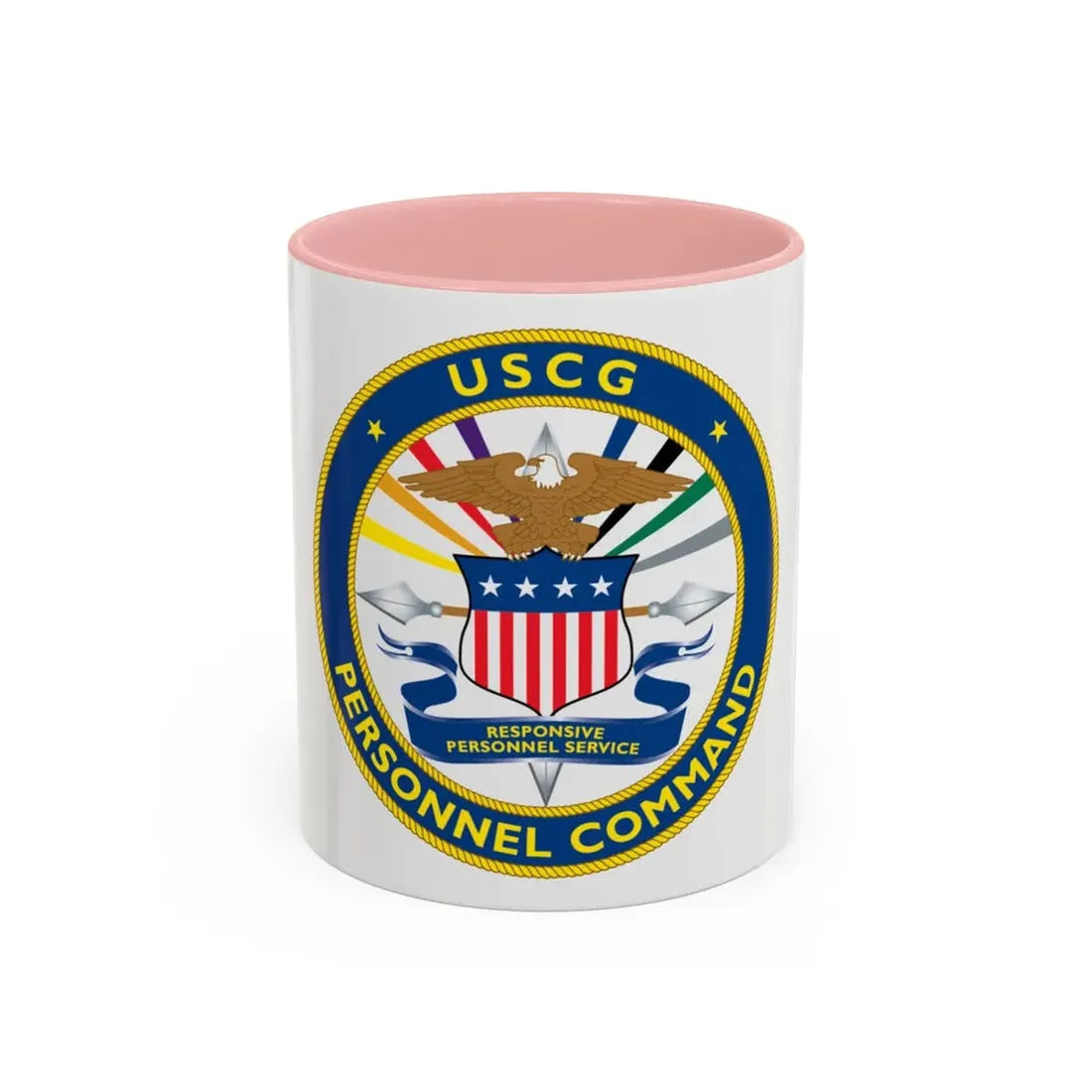 USCG Personnel Command (U.S. Coast Guard) Accent Coffee Mug 11oz Pink - Go Mug Yourself