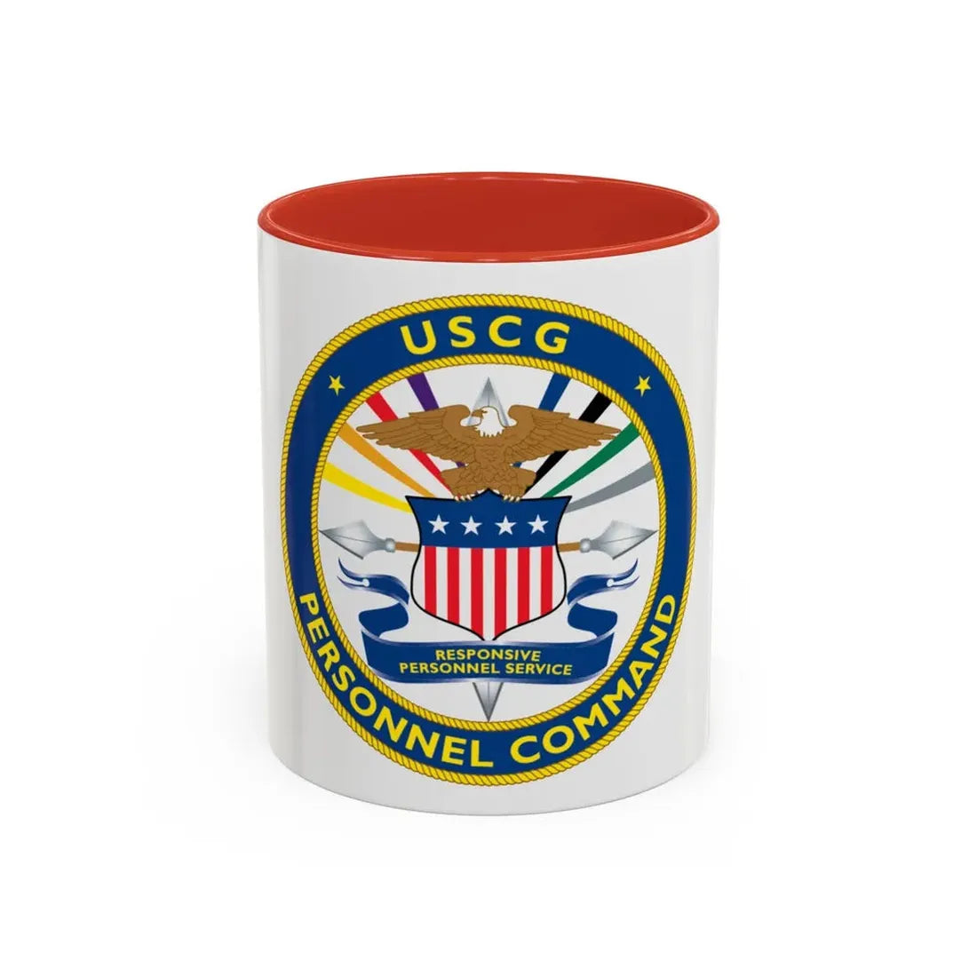 USCG Personnel Command (U.S. Coast Guard) Accent Coffee Mug 11oz Red - Go Mug Yourself