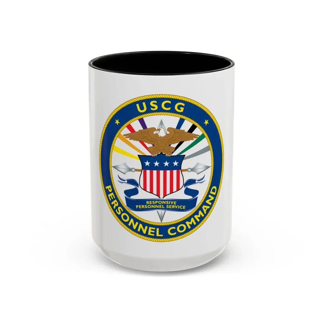 USCG Personnel Command (U.S. Coast Guard) Accent Coffee Mug 15oz Black - Go Mug Yourself