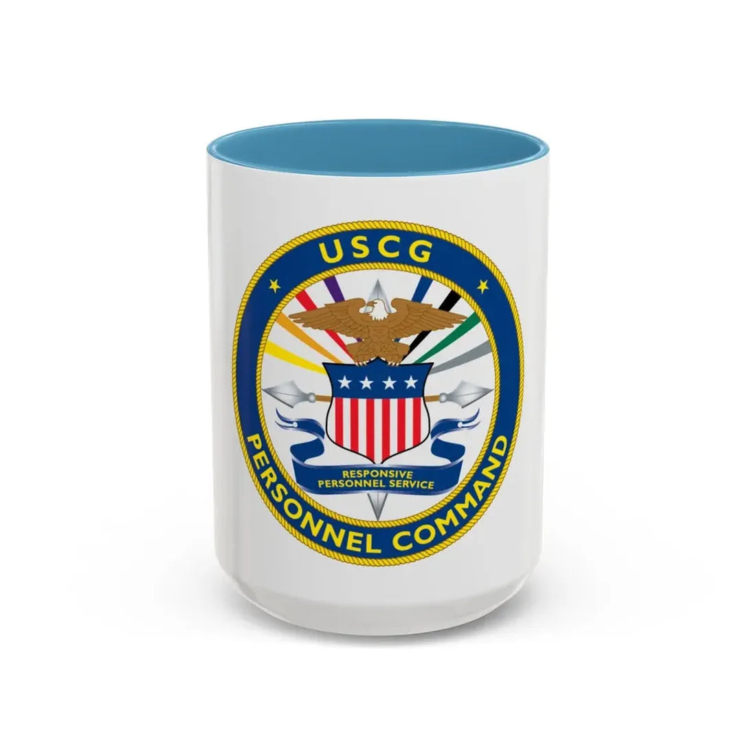 USCG Personnel Command (U.S. Coast Guard) Accent Coffee Mug 15oz Light Blue - Go Mug Yourself