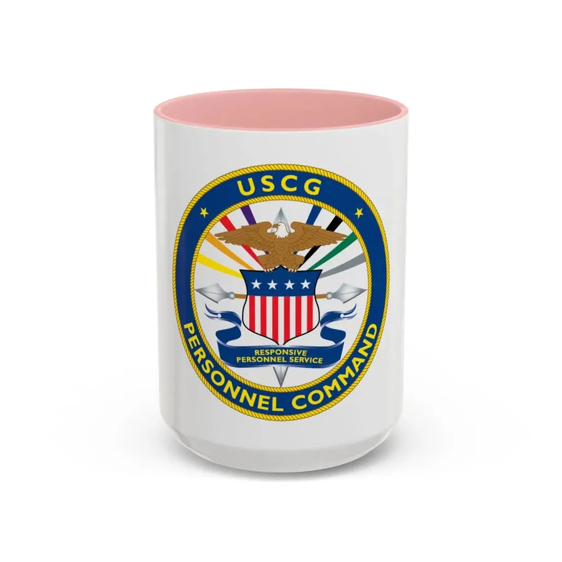 USCG Personnel Command (U.S. Coast Guard) Accent Coffee Mug 15oz Pink - Go Mug Yourself