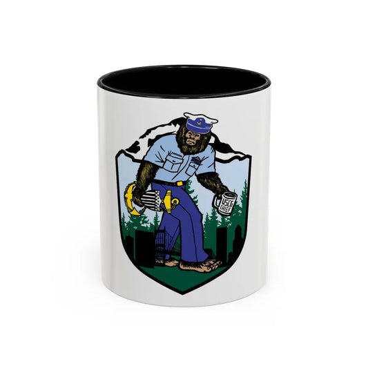 USCG Sailor Squatch (U.S. Coast Guard) Accent Coffee Mug 11oz Black - Go Mug Yourself