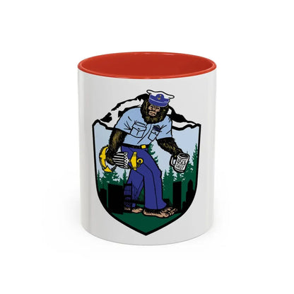USCG Sailor Squatch (U.S. Coast Guard) Accent Coffee Mug 11oz Red - Go Mug Yourself