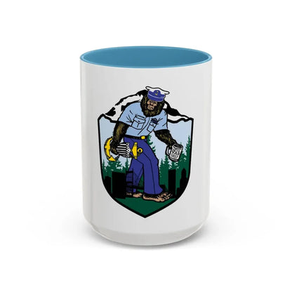 USCG Sailor Squatch (U.S. Coast Guard) Accent Coffee Mug 15oz Light Blue - Go Mug Yourself