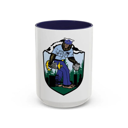 USCG Sailor Squatch (U.S. Coast Guard) Accent Coffee Mug 15oz Navy - Go Mug Yourself