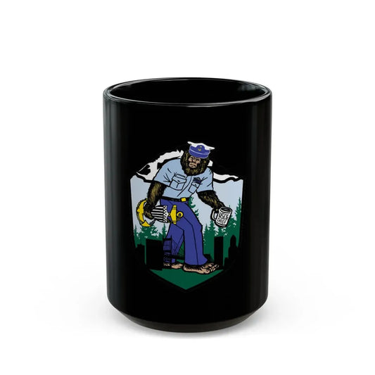 USCG Sailor Squatch (U.S. Coast Guard) Black Coffee Mug 15oz - Go Mug Yourself