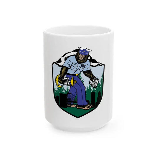 USCG Sailor Squatch (U.S. Coast Guard) White Coffee Mug 15oz - Go Mug Yourself