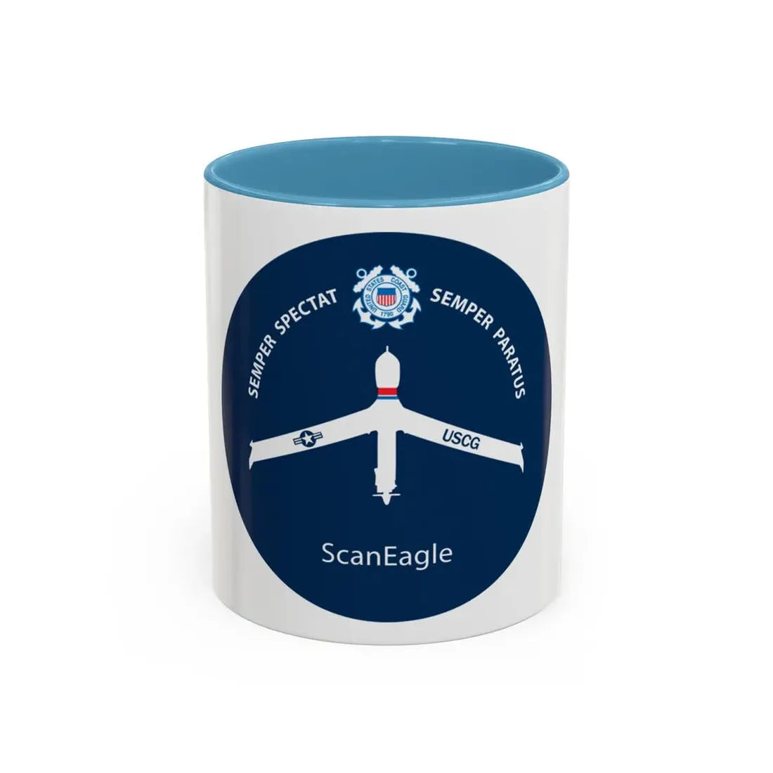 USCG Scan Eagle (U.S. Coast Guard) Accent Coffee Mug 11oz Light Blue - Go Mug Yourself