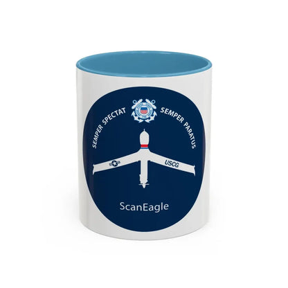 USCG Scan Eagle (U.S. Coast Guard) Accent Coffee Mug 11oz Light Blue - Go Mug Yourself