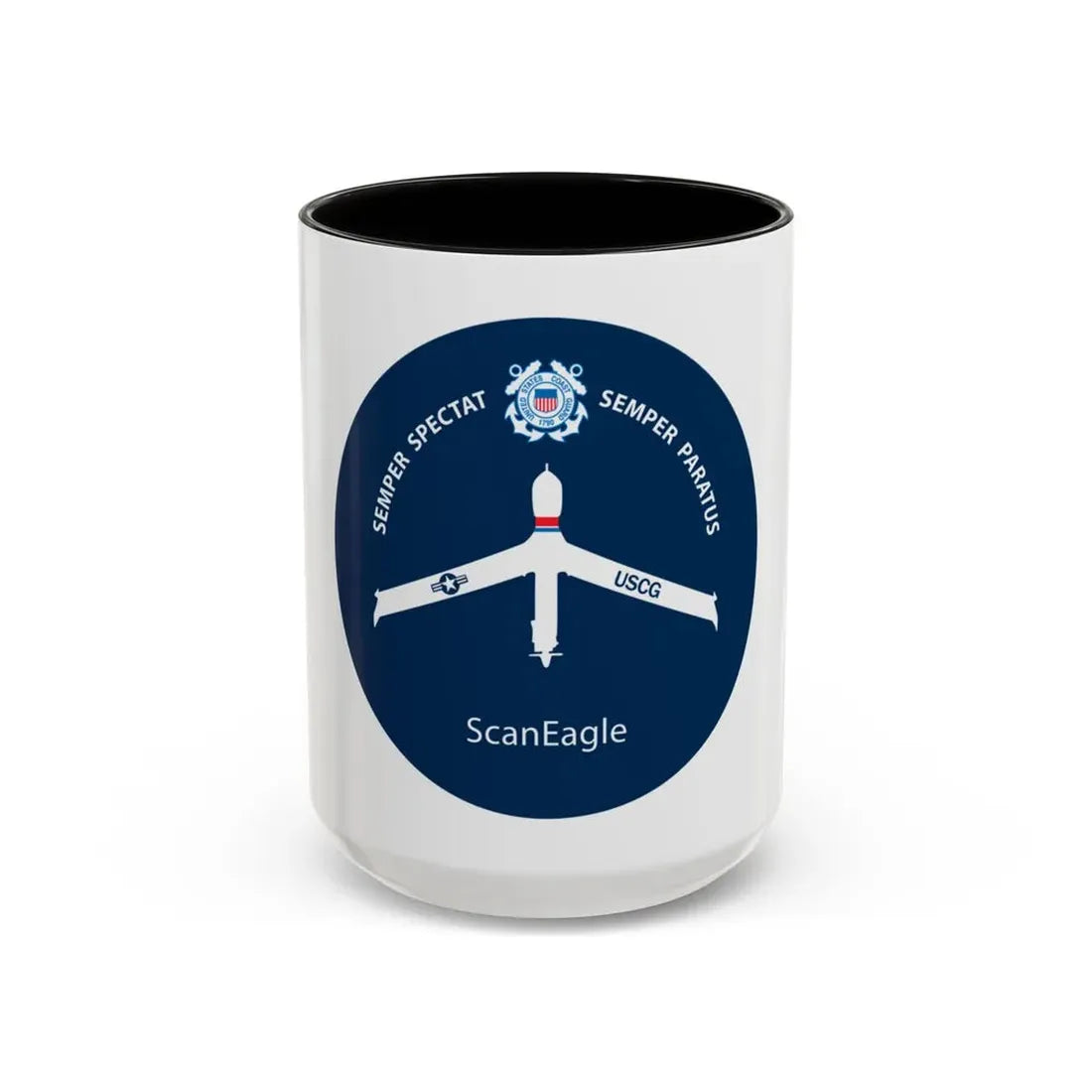 USCG Scan Eagle (U.S. Coast Guard) Accent Coffee Mug 15oz Black - Go Mug Yourself