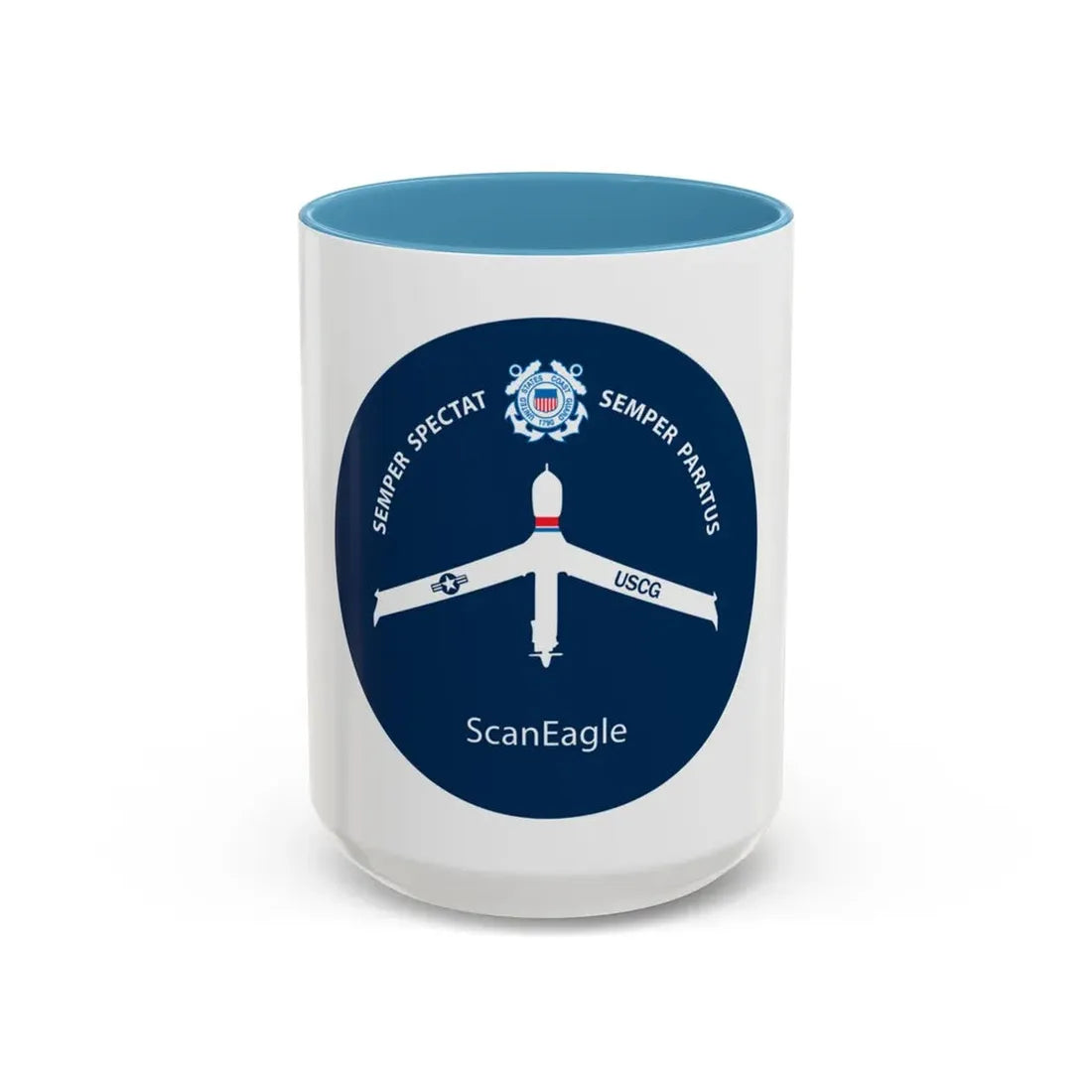 USCG Scan Eagle (U.S. Coast Guard) Accent Coffee Mug 15oz Light Blue - Go Mug Yourself
