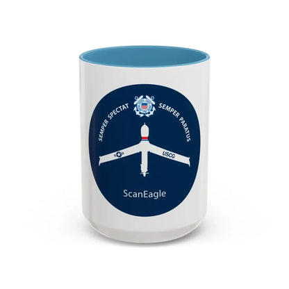 USCG Scan Eagle (U.S. Coast Guard) Accent Coffee Mug 15oz Light Blue - Go Mug Yourself