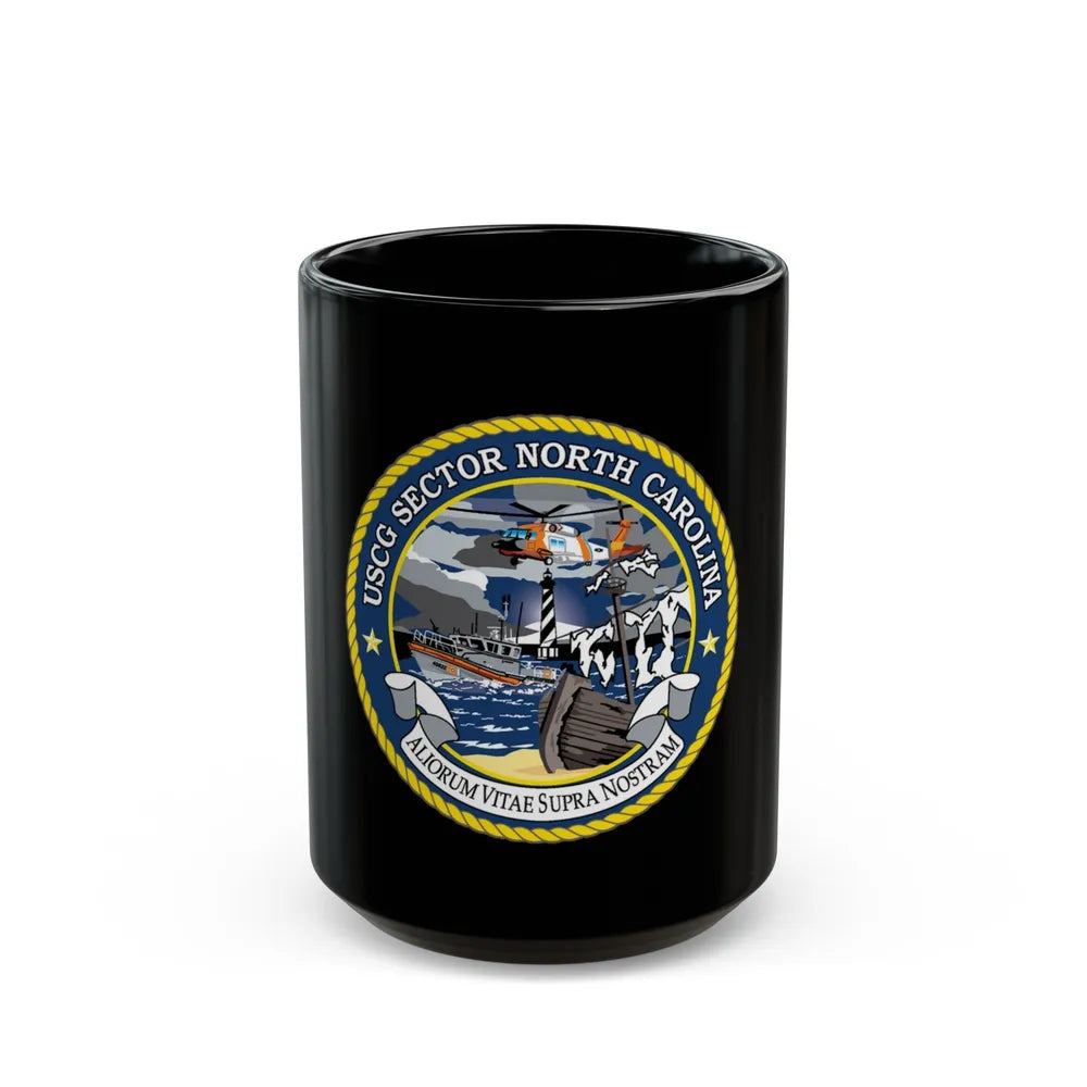 USCG Secctor North Carolina (U.S. Coast Guard) Black Coffee Mug-15oz-Go Mug Yourself