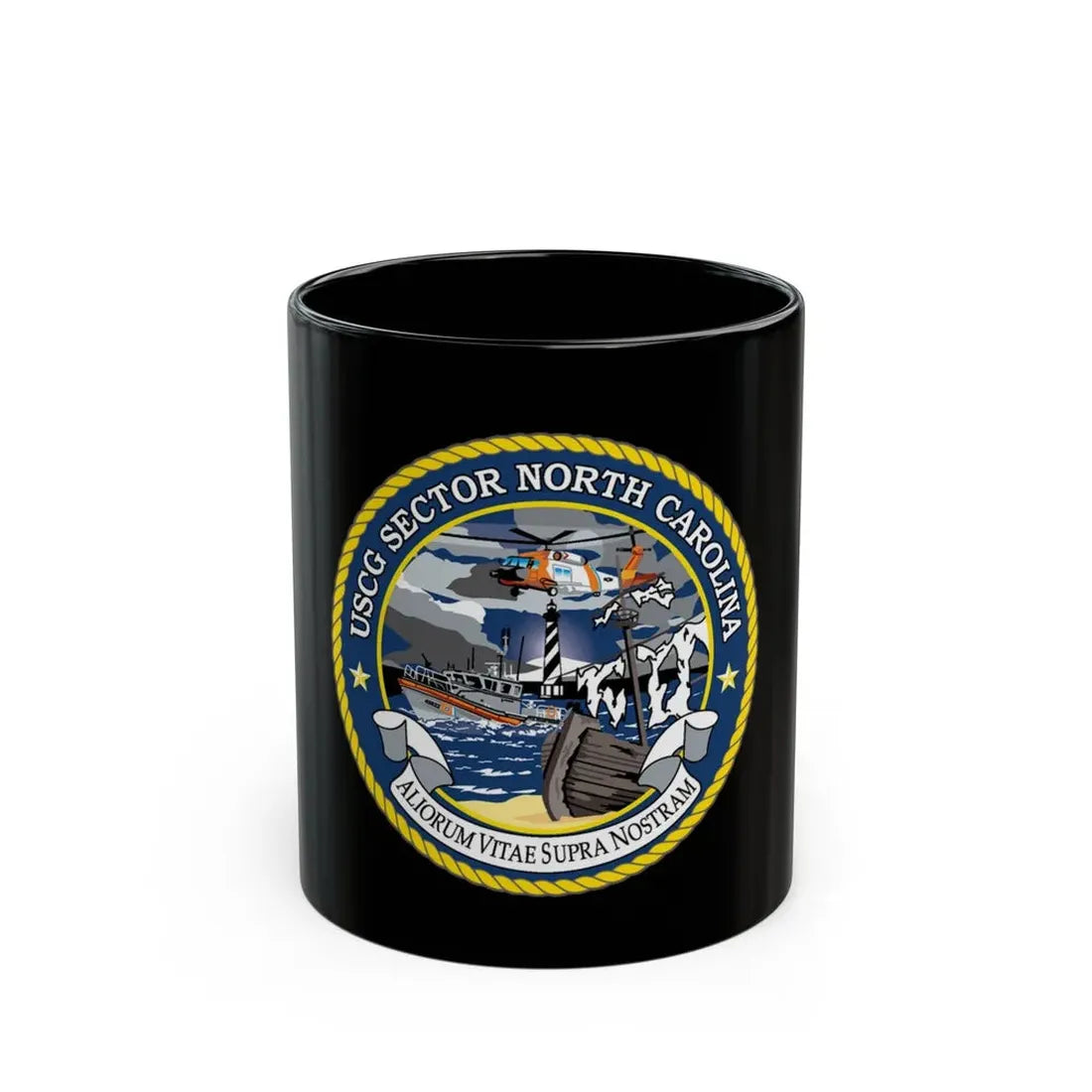 USCG Secctor North Carolina (U.S. Coast Guard) Black Coffee Mug 11oz - Go Mug Yourself