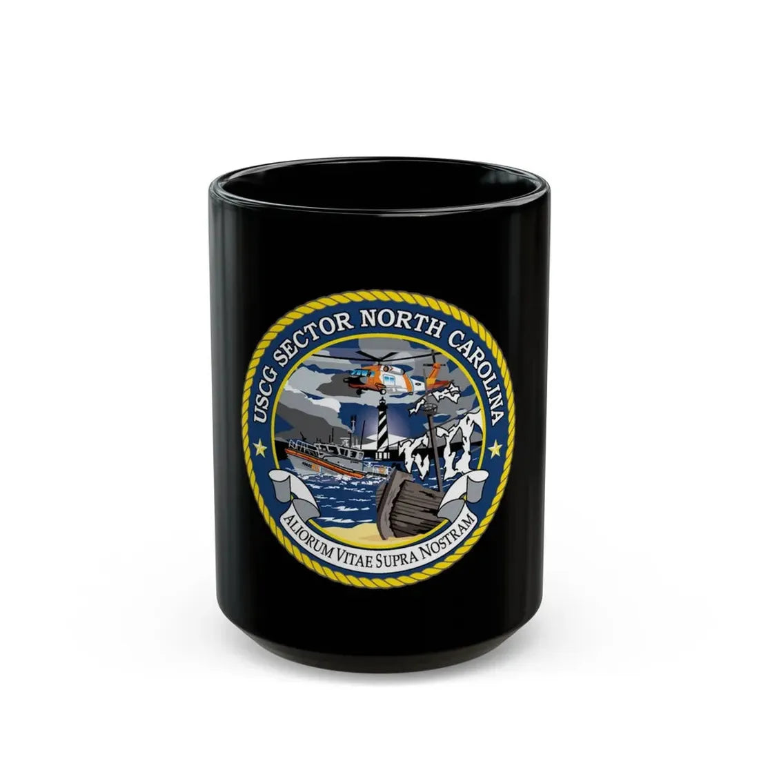 USCG Secctor North Carolina (U.S. Coast Guard) Black Coffee Mug 15oz - Go Mug Yourself