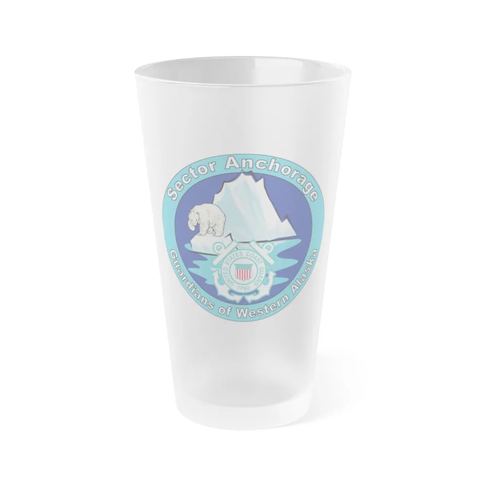 USCG Sector Anchorage (U.S. Coast Guard) Frosted Pint Glass 16oz-Go Mug Yourself