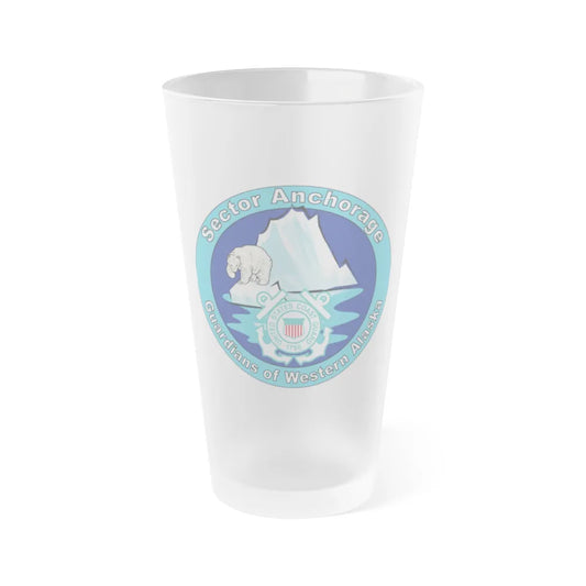 USCG Sector Anchorage (U.S. Coast Guard) Frosted Pint Glass 16oz-Go Mug Yourself