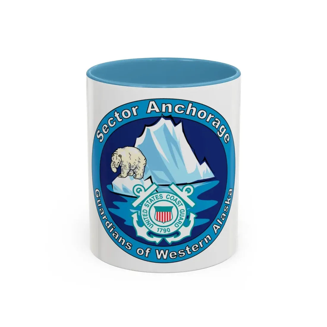 USCG Sector Anchorage (U.S. Coast Guard) Accent Coffee Mug 11oz Light Blue - Go Mug Yourself