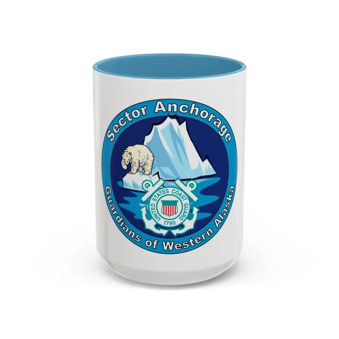 USCG Sector Anchorage (U.S. Coast Guard) Accent Coffee Mug 15oz Light Blue - Go Mug Yourself