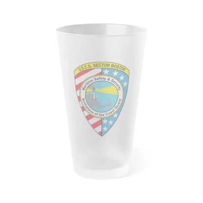 USCG Sector Boston (U.S. Coast Guard) Frosted Pint Glass 16oz-Go Mug Yourself