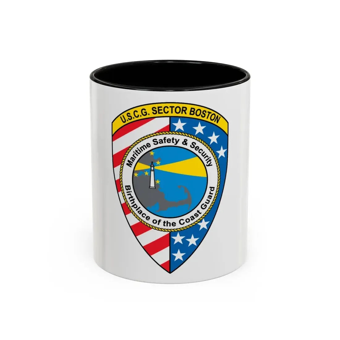 USCG Sector Boston (U.S. Coast Guard) Accent Coffee Mug 11oz Black - Go Mug Yourself