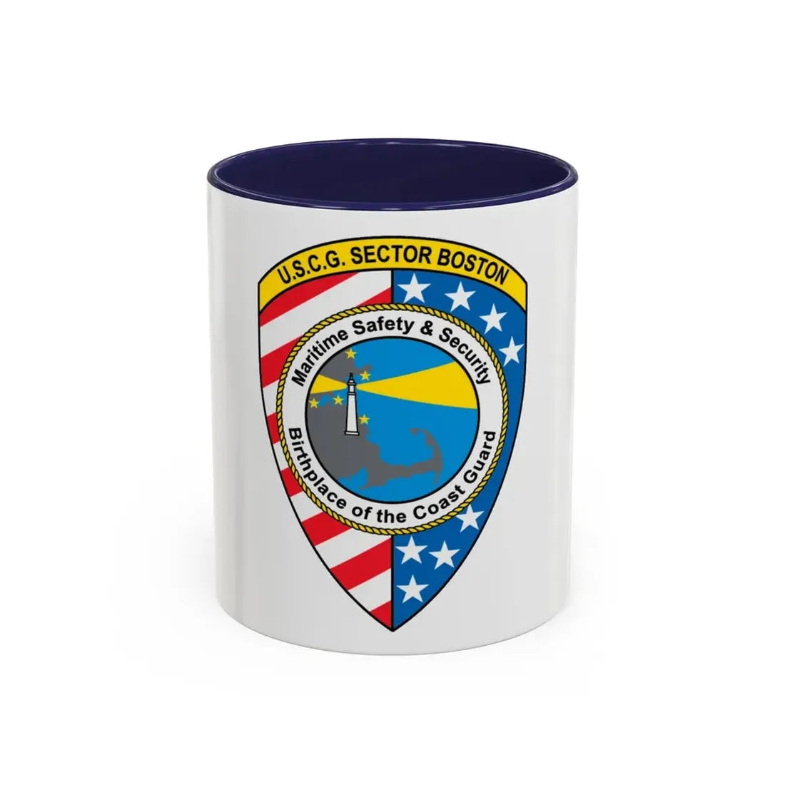 USCG Sector Boston (U.S. Coast Guard) Accent Coffee Mug 11oz Navy - Go Mug Yourself
