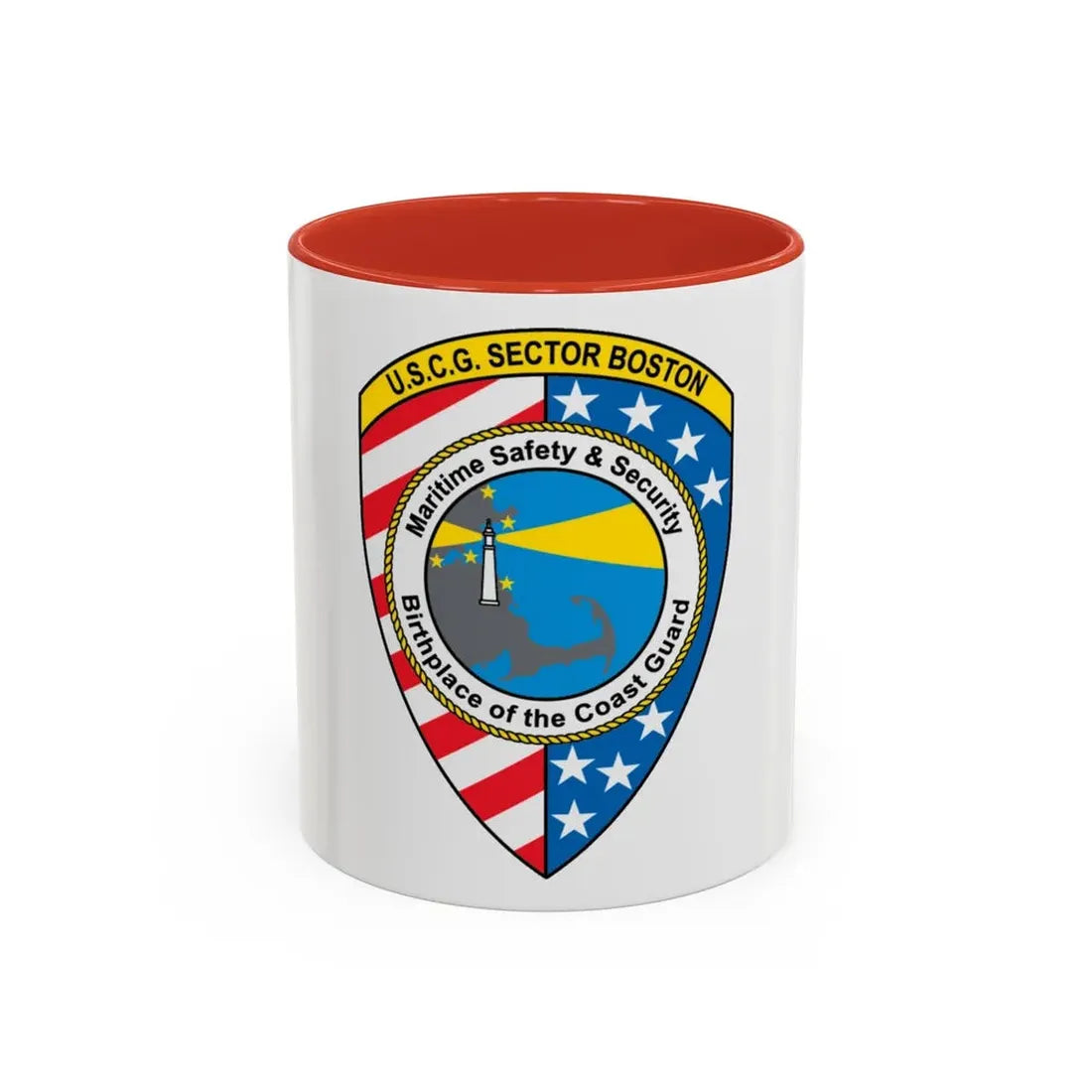 USCG Sector Boston (U.S. Coast Guard) Accent Coffee Mug 11oz Red - Go Mug Yourself
