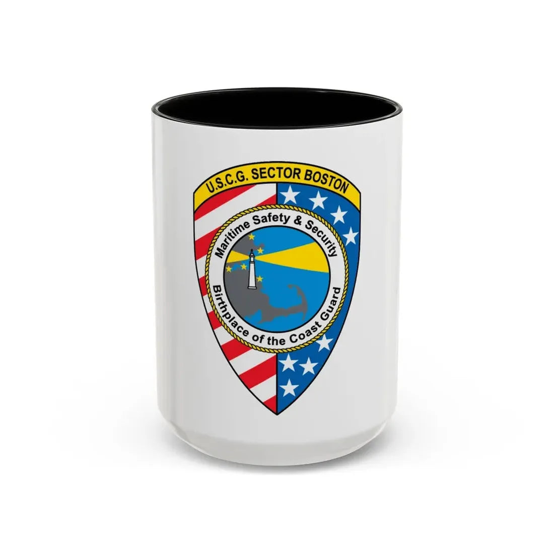 USCG Sector Boston (U.S. Coast Guard) Accent Coffee Mug 15oz Black - Go Mug Yourself