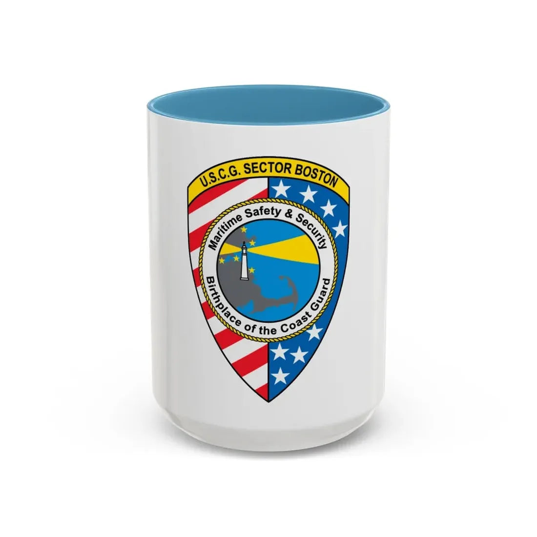USCG Sector Boston (U.S. Coast Guard) Accent Coffee Mug 15oz Light Blue - Go Mug Yourself
