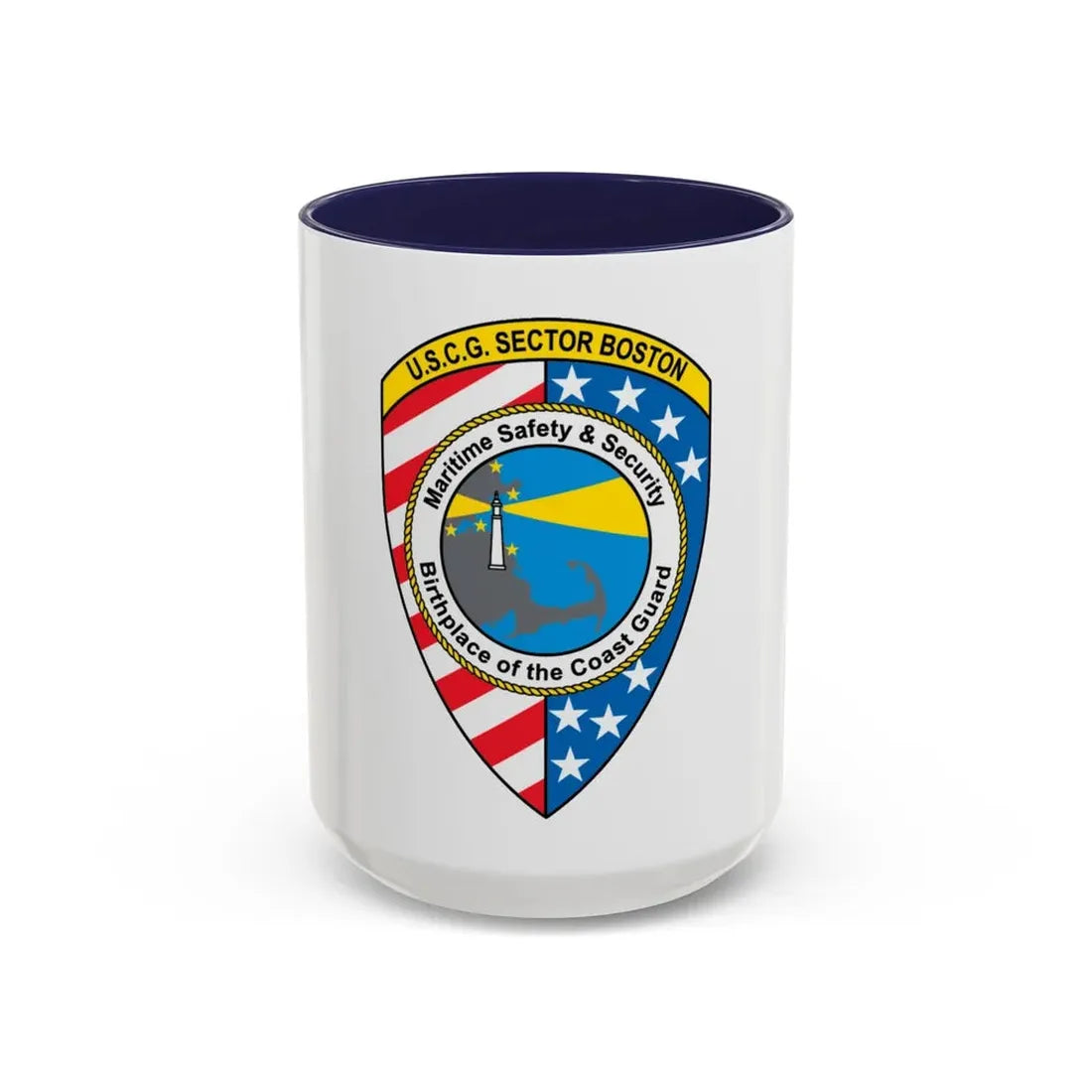 USCG Sector Boston (U.S. Coast Guard) Accent Coffee Mug 15oz Navy - Go Mug Yourself