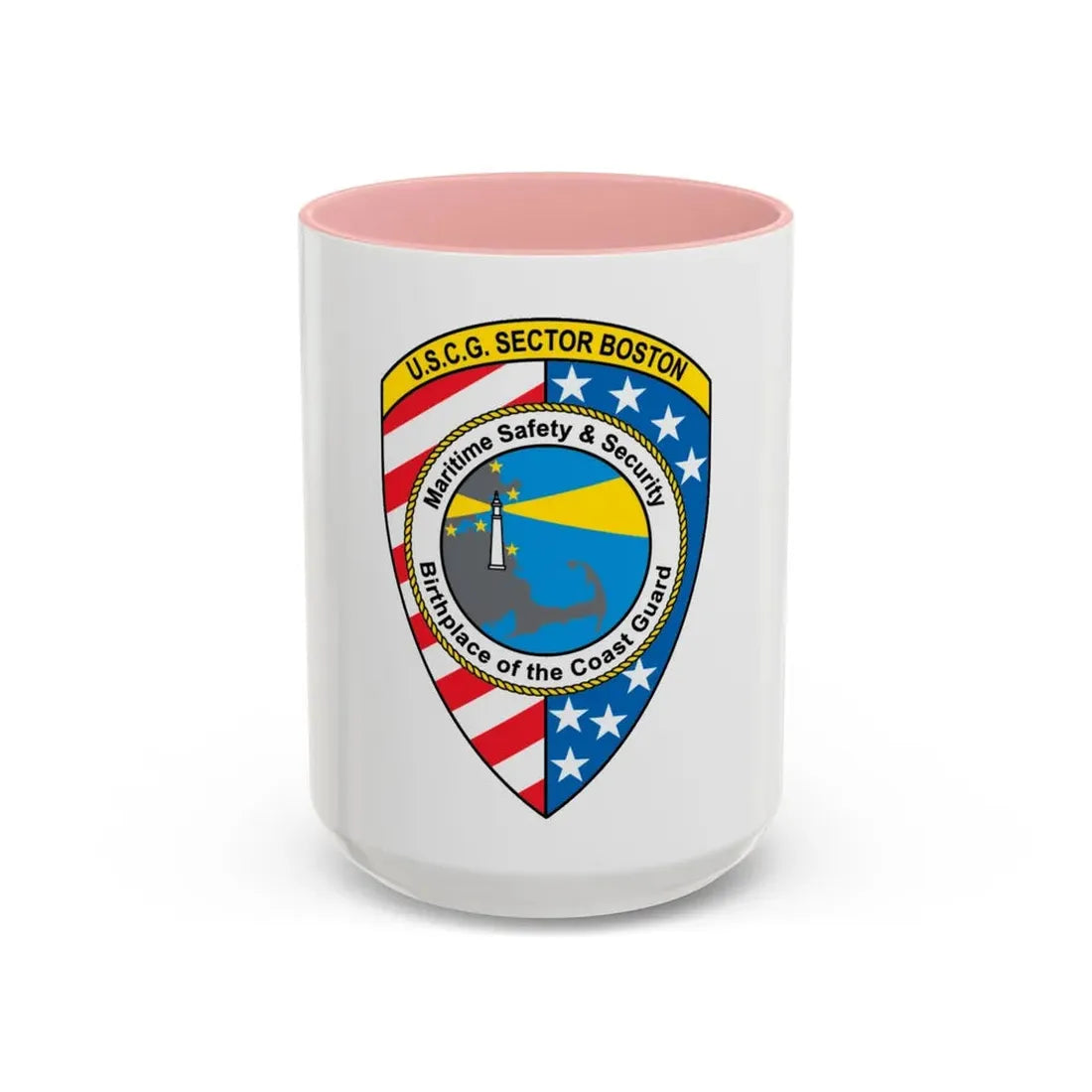 USCG Sector Boston (U.S. Coast Guard) Accent Coffee Mug 15oz Pink - Go Mug Yourself