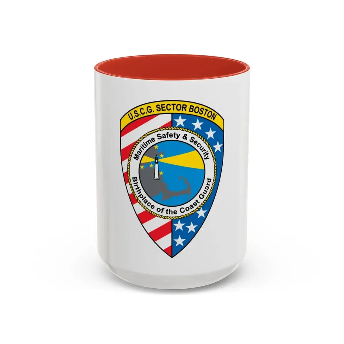 USCG Sector Boston (U.S. Coast Guard) Accent Coffee Mug 15oz Red - Go Mug Yourself