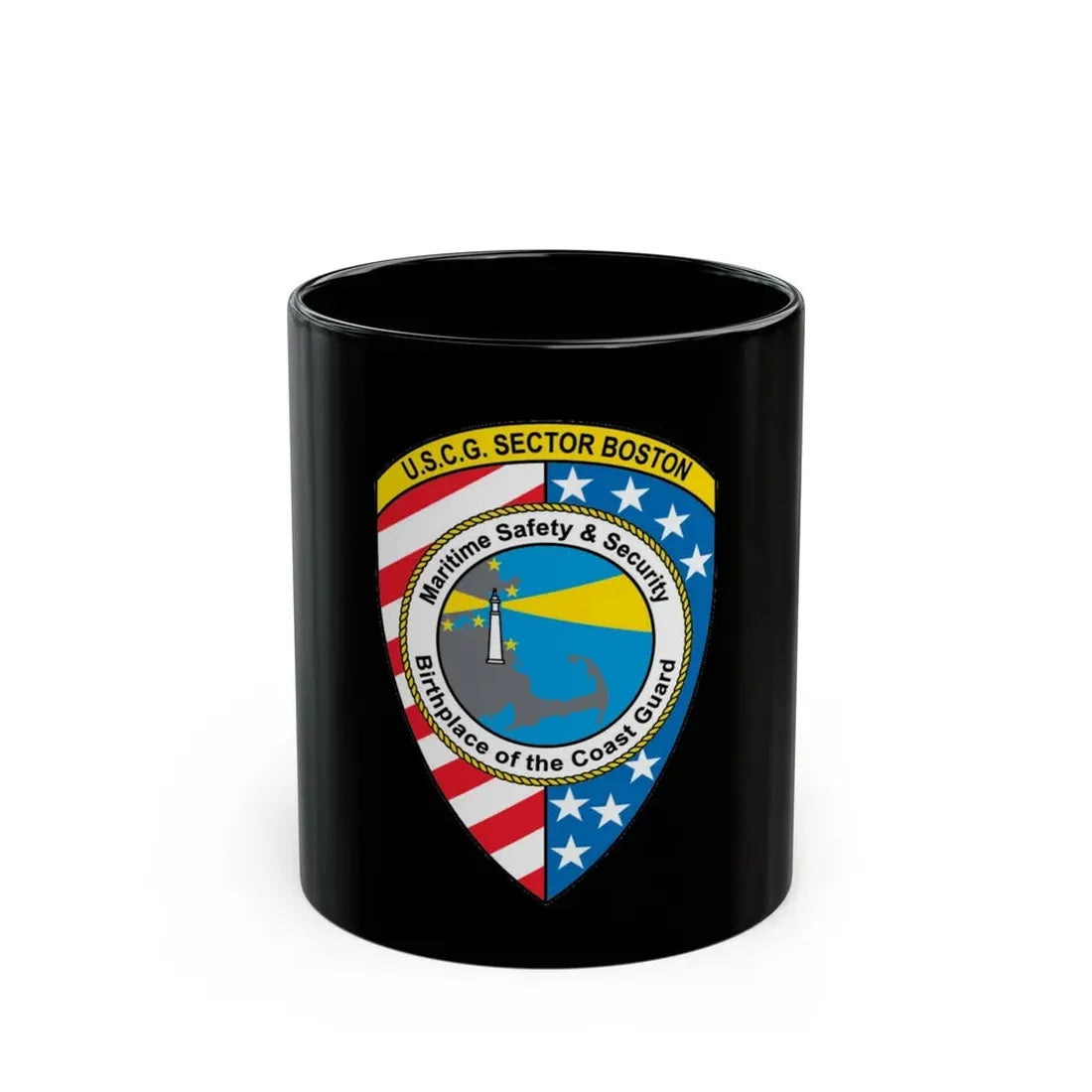 USCG Sector Boston (U.S. Coast Guard) Black Coffee Mug 11oz - Go Mug Yourself