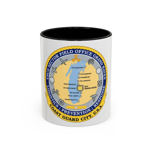 USCG Sector Field Office Grand Haven (U.S. Coast Guard) Accent Coffee Mug 11oz Black - Go Mug Yourself