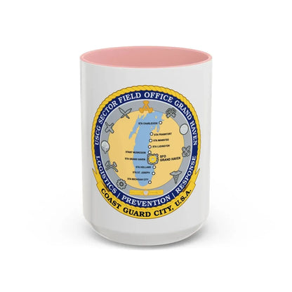 USCG Sector Field Office Grand Haven (U.S. Coast Guard) Accent Coffee Mug 15oz Pink - Go Mug Yourself