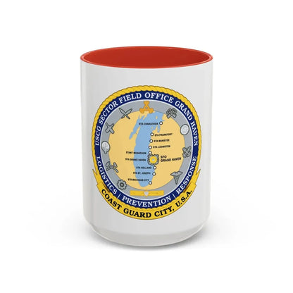 USCG Sector Field Office Grand Haven (U.S. Coast Guard) Accent Coffee Mug 15oz Red - Go Mug Yourself