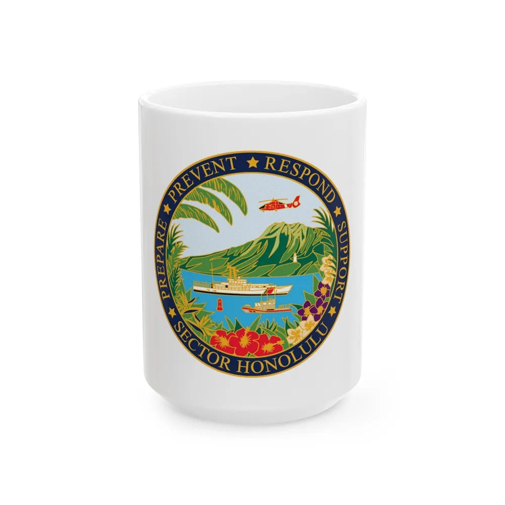 USCG Sector Honolulu (U.S. Coast Guard) White Coffee Mug-15oz-Go Mug Yourself