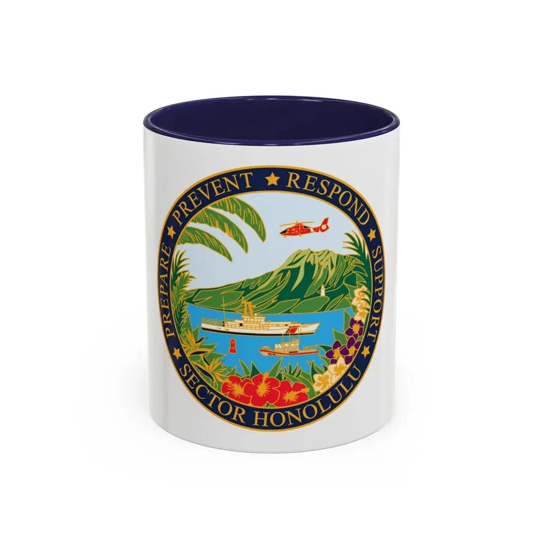 USCG Sector Honolulu (U.S. Coast Guard) Accent Coffee Mug 11oz Navy - Go Mug Yourself