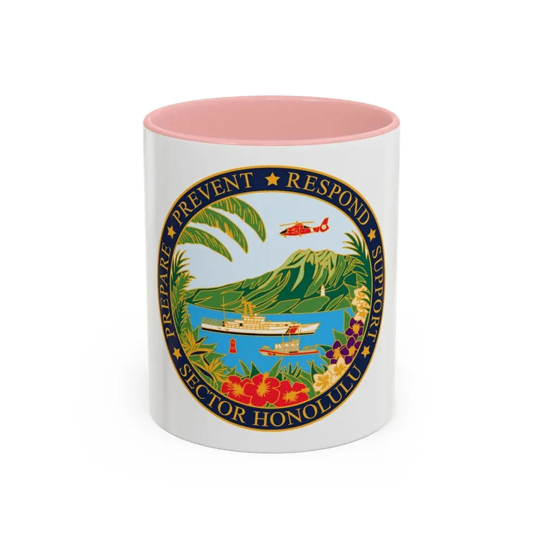 USCG Sector Honolulu (U.S. Coast Guard) Accent Coffee Mug 11oz Pink - Go Mug Yourself