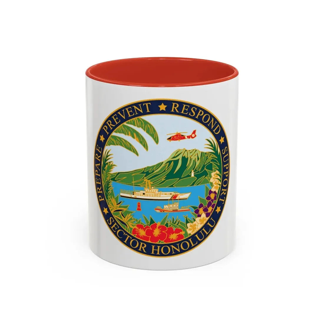 USCG Sector Honolulu (U.S. Coast Guard) Accent Coffee Mug 11oz Red - Go Mug Yourself