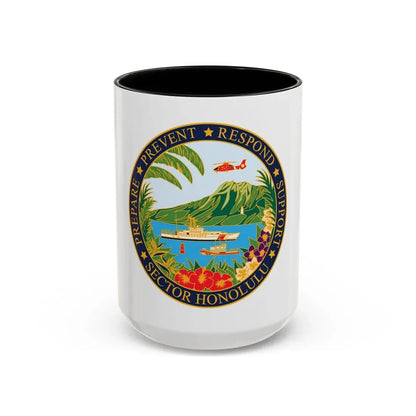 USCG Sector Honolulu (U.S. Coast Guard) Accent Coffee Mug 15oz Black - Go Mug Yourself
