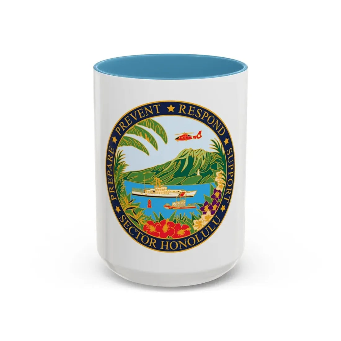 USCG Sector Honolulu (U.S. Coast Guard) Accent Coffee Mug 15oz Light Blue - Go Mug Yourself