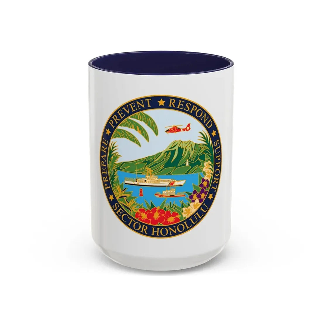 USCG Sector Honolulu (U.S. Coast Guard) Accent Coffee Mug 15oz Navy - Go Mug Yourself
