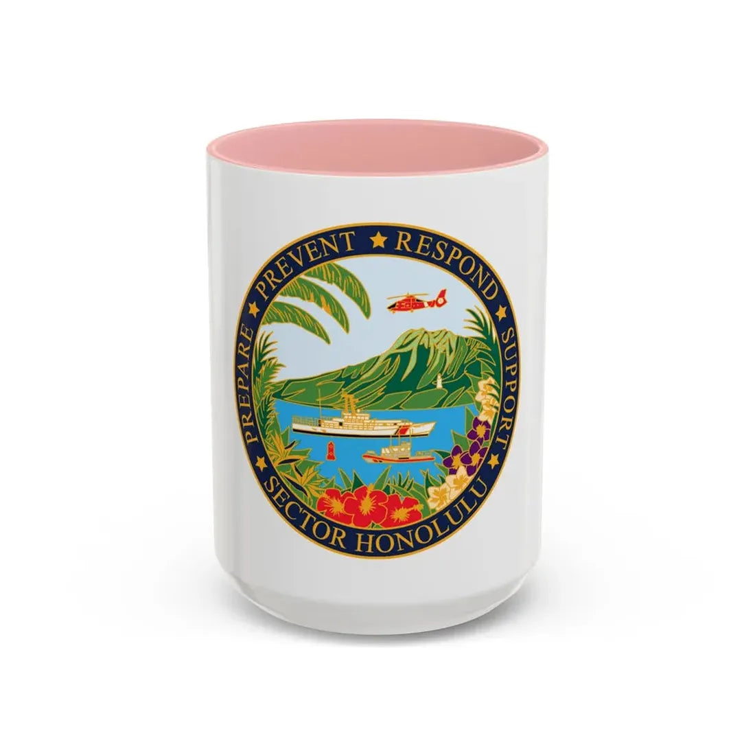 USCG Sector Honolulu (U.S. Coast Guard) Accent Coffee Mug 15oz Pink - Go Mug Yourself