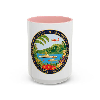 USCG Sector Honolulu (U.S. Coast Guard) Accent Coffee Mug 15oz Pink - Go Mug Yourself