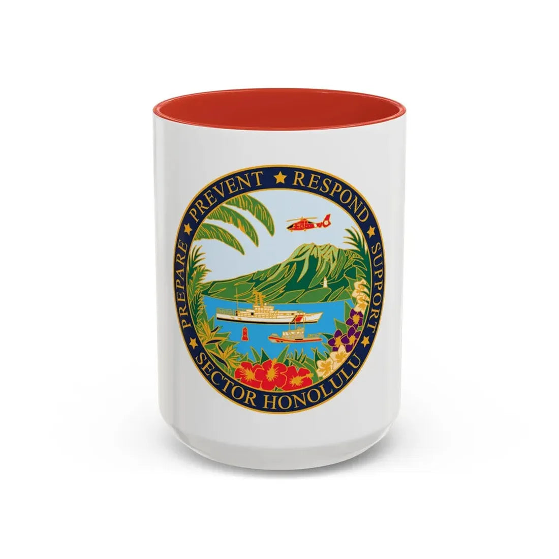 USCG Sector Honolulu (U.S. Coast Guard) Accent Coffee Mug 15oz Red - Go Mug Yourself
